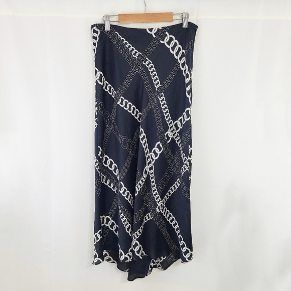Zara chain print midi skirt black white scarf monochrome size medium NWT NEW - Picture 3 of 7